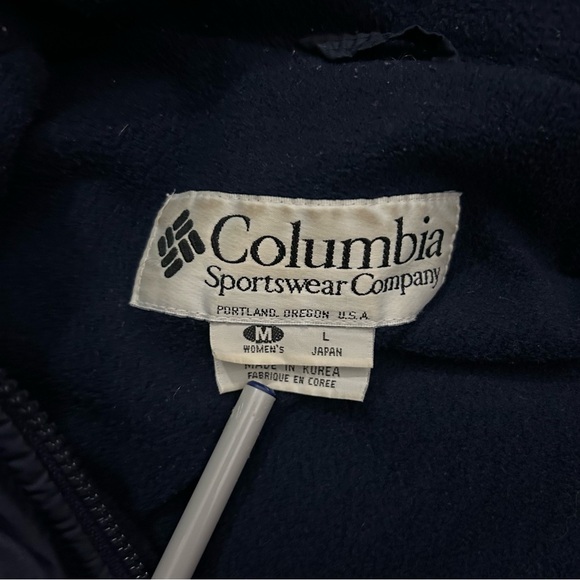 VTG 90s Columbia Women’s Navy Nylon Fleece Lined Windbreaker Jacket Anorak Parka - Picture 4 of 4